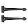 Renovators Supply Manufacturing Strap Hinge 15 in. Black Wrought Iron Spade Tip Strap Gate and Door Hinges with Hardware, Pack of 2