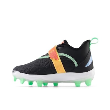 New Balance Lindor V2 Baseball Shoe, Black/Neon Dragonfly, 5.5 US Unisex Big Kid