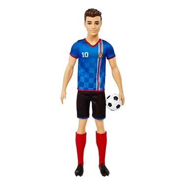Barbie Careers Ken Fashion Doll &amp; Accessory, Soccer Player with Cropped Hair, #10 Uniform, Tall Socks, Cleats &amp; Ball
