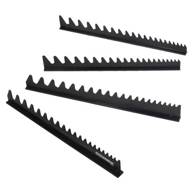 OEMTOOLS 22219 4 Piece Magnetic Rail Wrench Organizer, Magnetic Wrench Storage For Up To 40 Tools, 16 Inch V Shape Design, Tool Box Accessories, Black