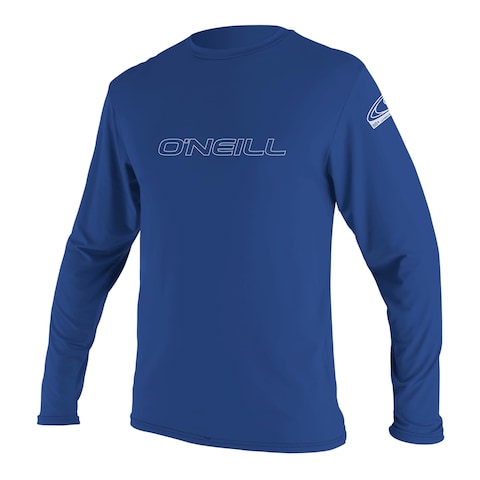 O&#39;Neill Wetsuits Men&#39;s Standard Basic Skins 50+ Long Sleeve Sun Shirt, Blue, X-Large
