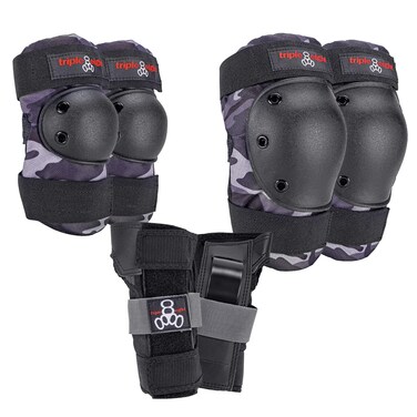 Triple Eight Saver Series Pad Set with Kneesavers, Elbowsavers and Wristsavers, Small, Charcoal Camo