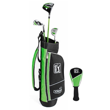 PGA Tour G1 Series Kids Green Golf Club Set with 3 Clubs, Golf Bag &amp; 5 Total Pieces   Golf Clubs and Sets for Heights 3'6" - 4'1"   Complete Golf Club Sets   Young Men &amp; Women Golf Clubs Ages 3-5