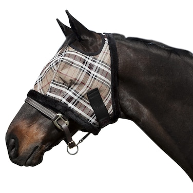 Kensington KPP Fly Mask with Fleece Trim, Deluxe Black Plaid, X-Large