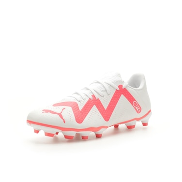 PUMA Mens Future Play Firm, Artificial Ground Soccer Cleats, PUMA Mens White-Fire Orchid, 10