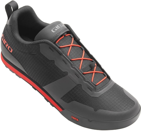 Giro Tracker Fastlace Men Flat Pedal Mountain Bike/e-Bike Shoes - Black/Bright Red (2024), 40