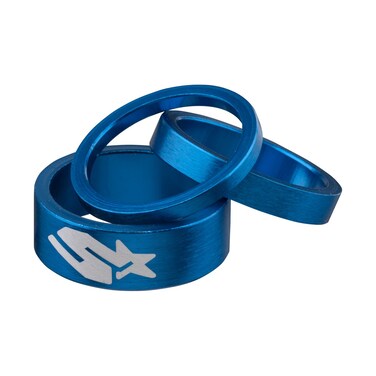 Spank Spacer Kit (Blue, 3/6/12mm) Bike Headsets &amp; Accessories, Bike Headset Spacer, Bicycle Headset Spacer for 1 &amp; 1/8 Inch Stem, Aluminium Alloy Bike Stem Spacers for MTB BMX Mountain Road Bikes