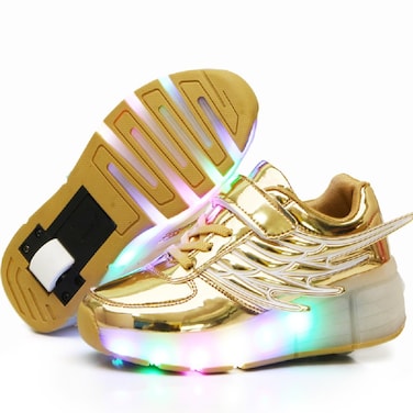 Ehauuo Kids Wheels Shoes with Lights Rechargeable Roller Skates Shoes Retractable LED Flashing Sneakers Wheels Shoes for Unisex Girls Boys Beginners Gift