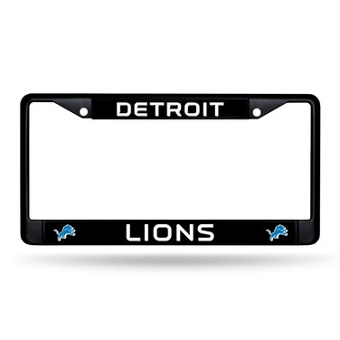 Rico Industries NFL Football Detroit Lions Standard Black Chrome Frame with Plastic Inserts 12" x 6" Car/Truck Auto Accessory
