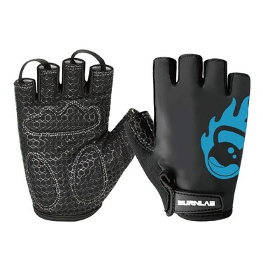 BURNLAB Gym Gloves Pro (Black and Blue, Medium)