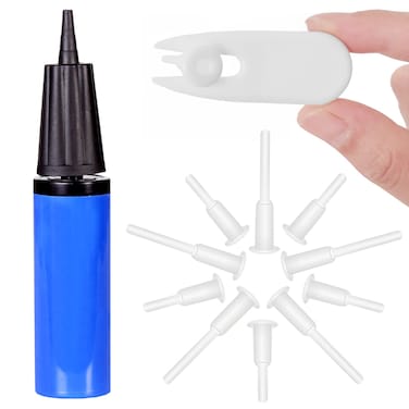 Livelytier Exercise Ball Pump, Air Pump for Exercise Ball, Yoga Ball Pump with Fitness Ball Plug Replacement kit Yoga Ball Plug Replacement Plug for Exercise Ball Inflator Pump (Blue 13 PCS)