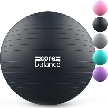 Core Balance Exercise Ball for Workouts, Anti-Burst and Slip Resistant, Swiss Yoga Ball for Pregnancy, Stability, Fitness and Physical Therapy, 4 Sizes, with Pump (22" / 55cm Black)
