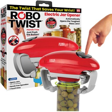 Robotwist Jar Opener, Automatic Jar Opener, Deluxe Model with Improved Torque, Robo Twist Kitchen Gadgets for Home, Electric Handsfree Easy Jar Opener &ndash; Works on All Jar Sizes, As Seen on TV, Red&hellip;