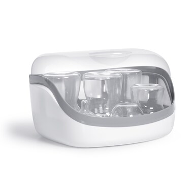 Microwave Steam Sterilizer - Removes 99.9% of dirt quickly and naturally with the power of steam, White/Grey