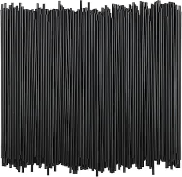 Tall Plastic Coffee Stir Sticks - 7 Inch Coffee Stirrer Sip Straws (Black, 1000)