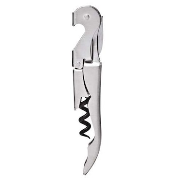 True Truetap Double Hinged Waiters Corkscrew Bottle Opener with Foil Cutter, Professional Wine Key for Servers, Set of 1, Silver