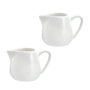 CHOOLD 2 pcs Mini White Ceramic Creamer with Handle, Coffee Milk Creamer Pitcher - White - 3 oz