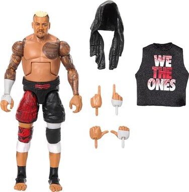 Mattel WWE Top Picks Elite Action Figure &amp; Accessories Set, Solo Sikoa 6-inch Collectible with Swappable Hands, Ring Gear &amp; 25 Articulation Points