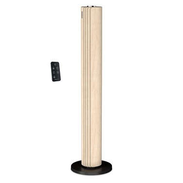 Rowenta, Tower Fan, Urban Cool Silent Tower Fan, Quiet Floor Fan for Bedroom with 3 Speeds, Oscillation, Remote Control, Timer, Black + Wood Effect, Indoor, VU6770