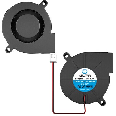 WINSINN 5015 Blower Fan 12V, 3D Printer 12 Volt Fans Blower Turbine Turbo Dual Ball Bearing, Brushless Cooling 50mmx15mm 2PIN (Pack of 2Pcs)