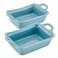 Rachael Ray Ceramics Au Gratin Set, Rectangular, Two 12-ounce, Agave Blue