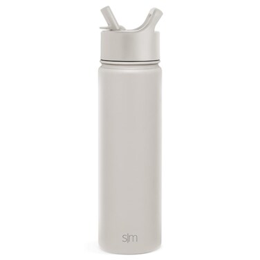 Simple Modern Water Bottle with Straw Lid Vacuum Insulated Stainless Steel Metal Thermos   Reusable Leak Proof BPA-Free Flask for Gym, Travel, Sports   Summit Collection   22oz, Almond Birch