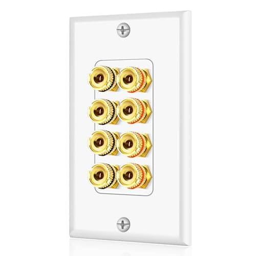 TNP برودكتس Tnp Products Home Theater Wall Plate - Banana Plug Wall Plate 4 Speaker Wire Wall Plate