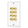 TNP Home Theater Wall Plate - Banana Plug Wall Plate, 4 Speaker Wire Wall Plate with Gold-Plated Terminals, Single Gang Audio Wall Plate, in-Wall Surround Sound Connection Plates, White