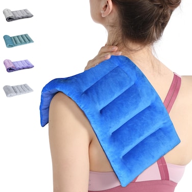 SuzziPad Microwavable Heating Pads for Neck and Shoulder Back Discomfort Reduction, 7x16 Heated Pad Microwave, Moist Hot Pack for Soothing Fatigue, Unscented Heat Packs, Sore Muscle, Navy Blue