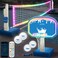 OHYEMO 2-in-1 LED Pool Volleyball &amp; Basketball Game Set, Light Up Pool Sport Combo Set with 14in LED Rim/4 Glow Balls/2 Base/Pump, Inground Swimming Pool Toy Party Games for Adults &amp; Family