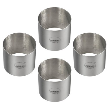SUNRISE (Pack of 4) Kitchen Supply Plating Forms Stainless Steel Ring Mold Sets 3" X 2.75" (3" x 2.75")