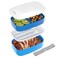 Bentgo Classic - Adult Bento Box, All-in-One Stackable Lunch Box Container with 3 Compartments, Plastic Utensils, and Nylon Sealing Strap, BPA Free Food Container (Blue)