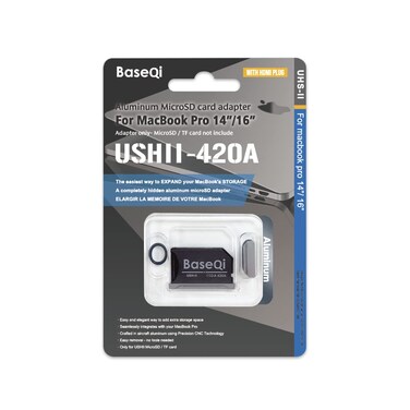 BASEQI UHS-II Aluminum microSD Adapter for M1 2021 / M2 2022 / M3 2023 MacBook Pro 14" &amp; 16&rdquo;