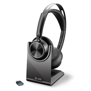 Poly Voyager Focus 2 UC Wireless Headset with Microphone &amp; Charge Stand (Plantronics) - Active Noise Canceling (ANC) - Connect PC/Mac/Mobile via Bluetooth -Works w/Teams, Zoom &amp; More-Amazon Exclusive