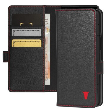 TORRO Phone Case Compatible with Samsung Galaxy Z Fold 6 (2024) &ndash; Premium Leather Wallet Case with Stand Function and Card Slots (Black)