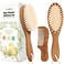 Baby Hair Brush and Comb Set for Newborn - Wooden Baby Hair Brush Set with Soft Goat Bristle, Baby Brush Set for Newborns,Baby Brush and Comb Set Girl, Boy,Toddler Cradle Cap Brush (Oval, Dark Walnut)