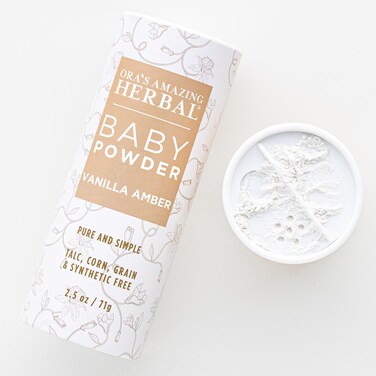 Ora's Amazing Herbal, Talc Free Baby Powder, Cornstarch Free Clay Based Powder, Real Vanilla Amber Natural Scent