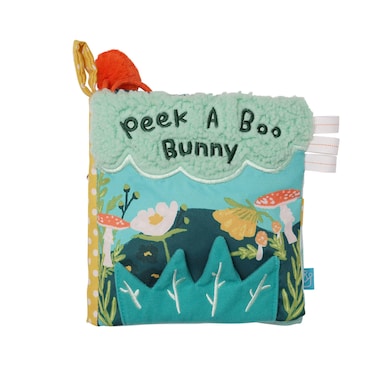 Manhattan Toy Fairytale Peek-a-Boo Soft Activity Crinkle Book for Baby &amp; Toddler with Tethered Bunny Squeaker Small
