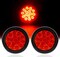 auovo 4&quot; Round led Trailer Lights with Rubber Grommet 12/24V RED 16LED Waterproof Brake/Stop/Turn Tail Marker Light/Lamp for RV Trucks Trailer(2 Pcs)