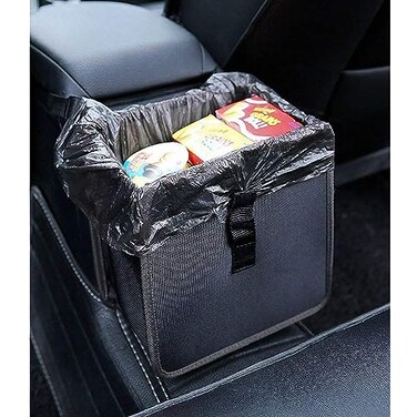 Car Trash Can, Foldable Hanging Car Garbage Can Large Capacity Waterproof Car Trash Bag, Leakproof Car Can, Car Storage Bag Organizer for Camping, Car Interior Accessories Black