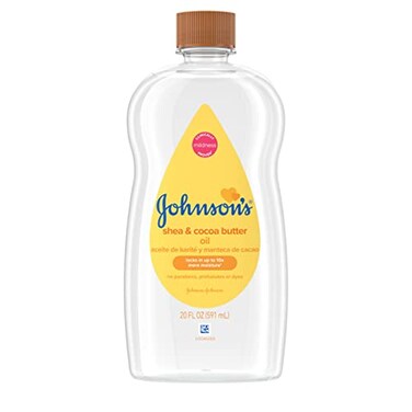 Johnson's Baby Oil, Mineral Oil Enriched with Shea &amp; Cocoa Butter to Prevent Moisture Loss, Hypoallergenic, 20 fl. oz