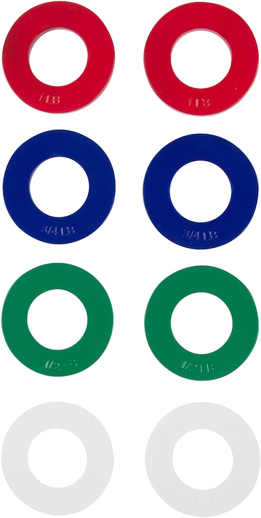 Fractional Weight Plates - 2 Each of 1/4, 1/2, 3/4, 1 lb. Total Set of 8 by Trademark Innovations (Grey, Blue, Green, &amp; Red)