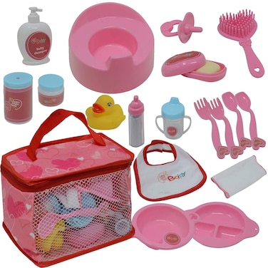 The New York Doll Collection Baby Doll Feeding &amp; Caring Accessory Set in Zippered Carrying Case