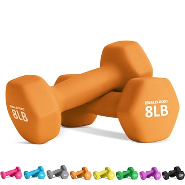 Balelinko Home Gym Equipment Workouts Strength Training Weight Loss Pilates Weights Yoga Sets Free Weights for Women, Men, Seniors and Youth, 8LB Orange