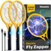 Electric Fly Swatter [Set of 2] Handheld Bug Zapper Racket for Indoor/Outdoor - 4000 Volt Fly Swatter - Instant Bug &amp; Mosquito killer with Attractant LED light - USB Rechargeable Portable Fly Zapper.