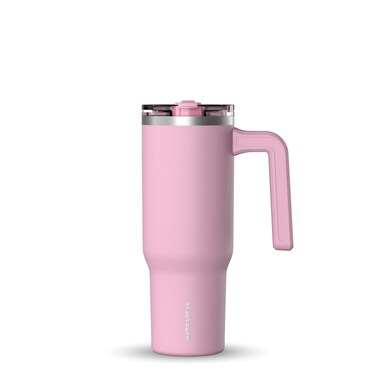 Hydrapeak Voyager 32 oz Tumbler with Handle and Straw Lid   Reusable Stainless Steel Water Bottle Travel Mug Cupholder Friendly   Insulated Cup (Cotton Pink)