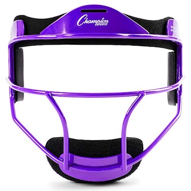 Champion Sports Steel Softball Face Mask - Classic Fielders Masks for Youth - Durable Head Guards - Premium Sports Accessories for Indoors and Outdoors - Purple