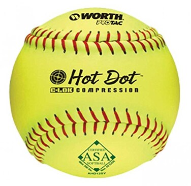 Worth   Slowpitch Softballs  USA / ASA Approved   12 Count (Pack of 1)   Hot Dot - Synthetic Leather Cover - Optic Yellow