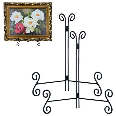 Plate Stand, 12 Inch Plate Holder Display Stand 2 Pack, Black Metal Picture Stand Picture Frame Easel for Home Office Exhibition Reception