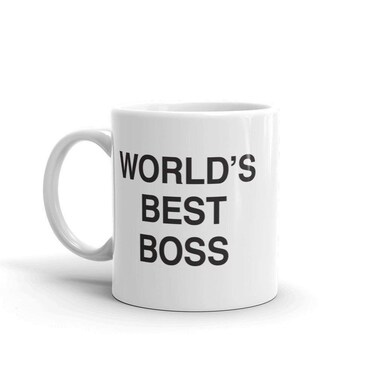 NBC The Office World's Best Boss Dunder Mifflin Ceramic Mug, White 11 oz - Official Michael Scott Mug As Seen On The Office